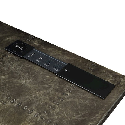 Brancaster Executive Desk w/USB Port, Bronze Aluminum