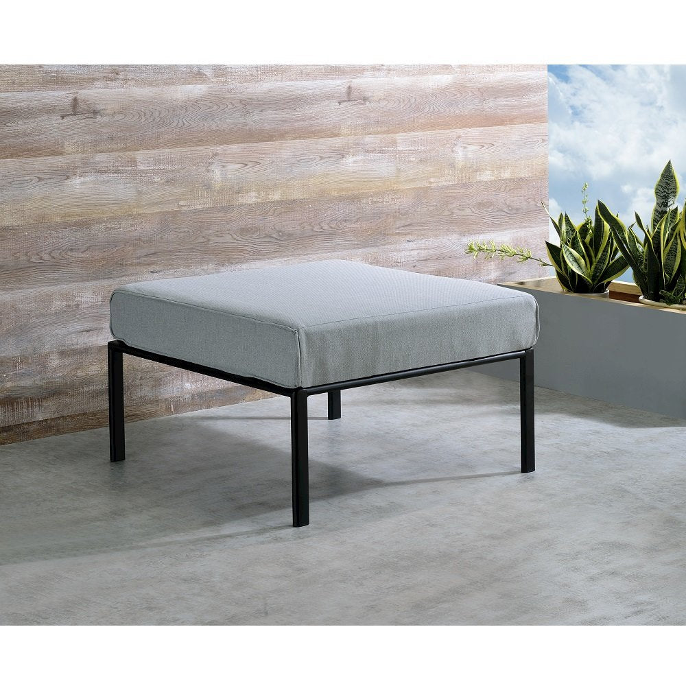 Rajni Patio-Ottoman, Gray Fabric & Black