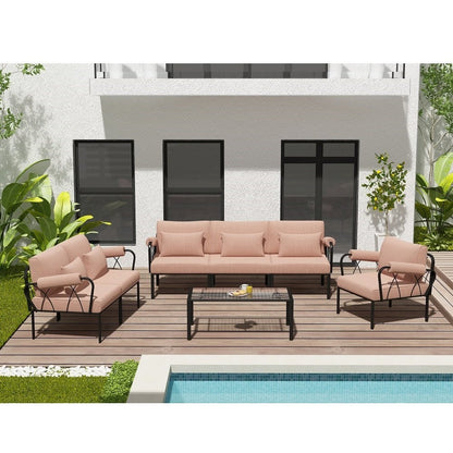 Rajni Patio-Arm Chair, Pink Fabric & Black