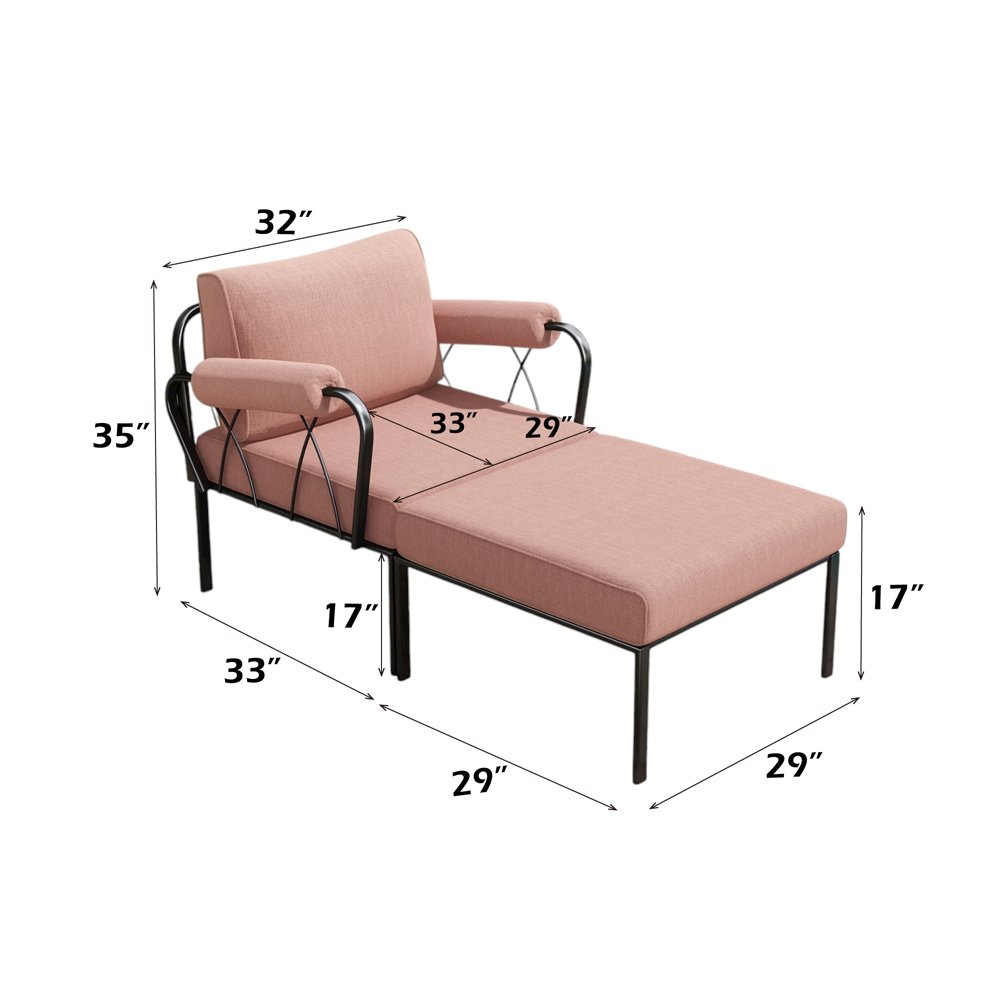 Rajni Patio-Ottoman, Pink Fabric & Black