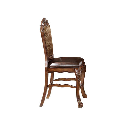 Dresden Counter Height Chair (Set-2), Leatherette & Cherry Oak