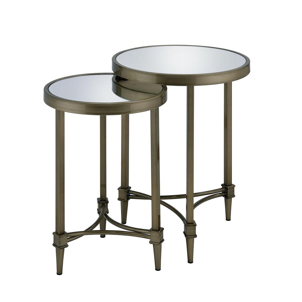 Aditya Nesting End Table, Mirror & Antique Brass