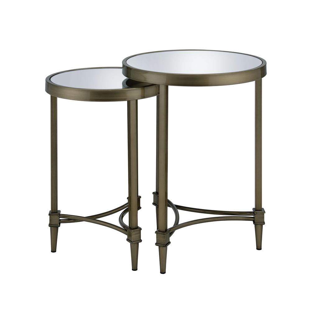 Aditya Nesting End Table, Mirror & Antique Brass