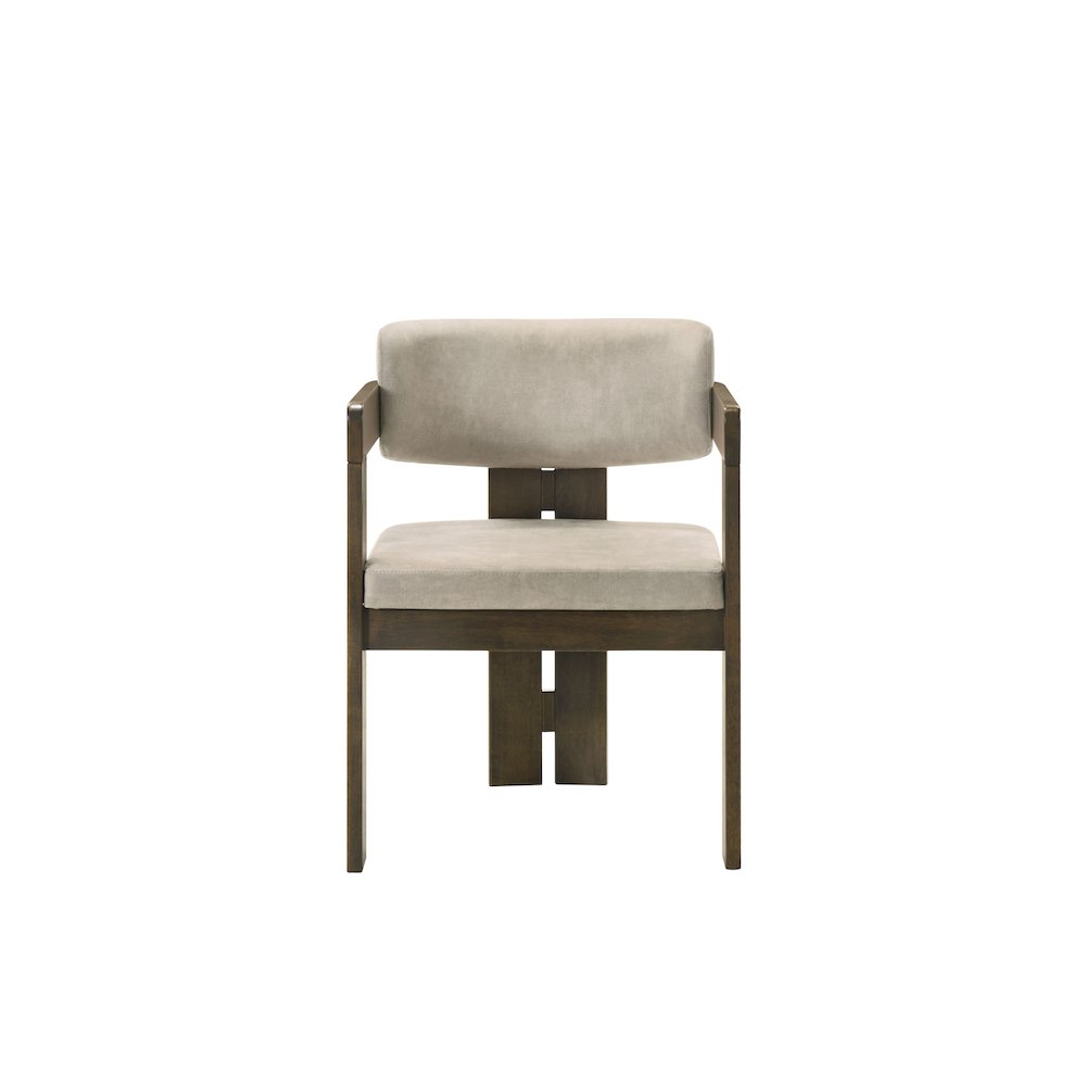 Destin Arm Chair, Light Gray Polished Microfiber & Walnut