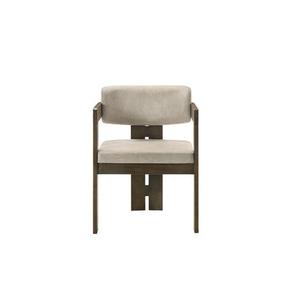 Destin Arm Chair, Light Gray Polished Microfiber & Walnut