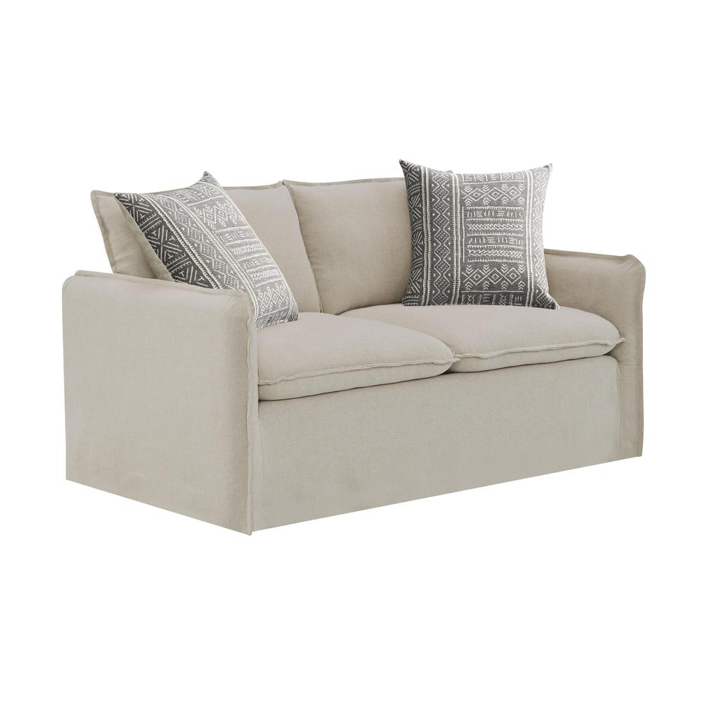 Upendo Loveseat w/2 Pillows, Beige Linen