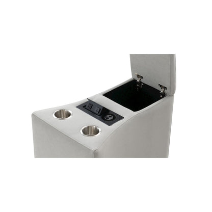 Emee Console w/USB Port, Cup Holder & Wireless Charge, Gray Corduroy