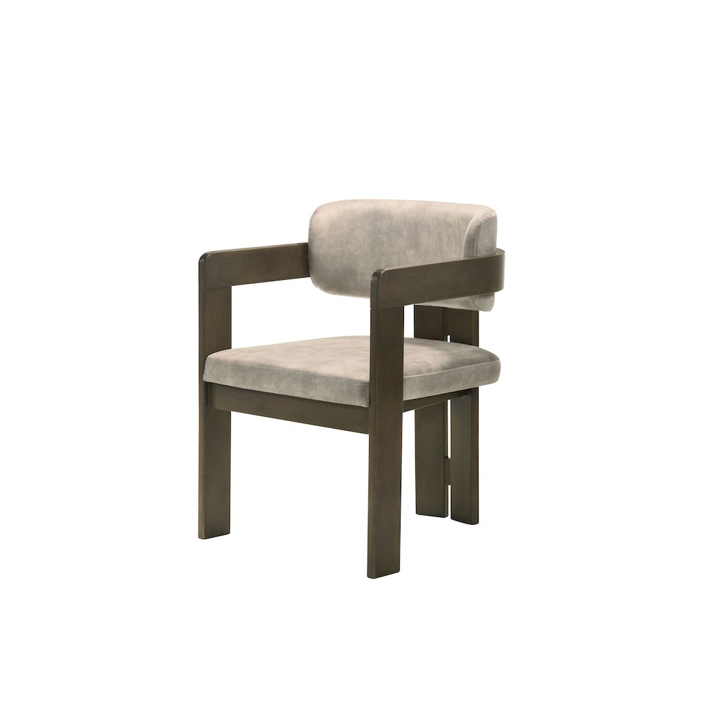 Destin Arm Chair, Light Gray Polished Microfiber & Walnut