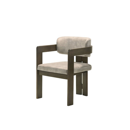 Destin Arm Chair, Light Gray Polished Microfiber & Walnut