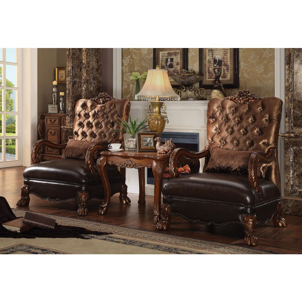 Dresden Chair w/Pillow, Golden Brown Velvet & Cherry Oak