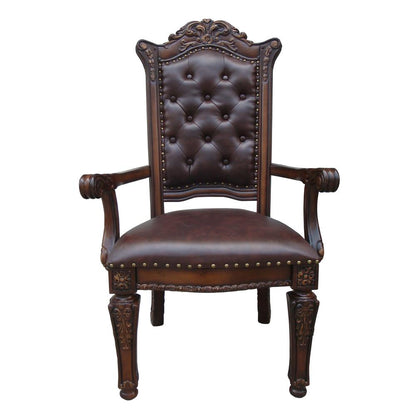 Vendome Arm Chair (Set-2), Leatherette & Cherry