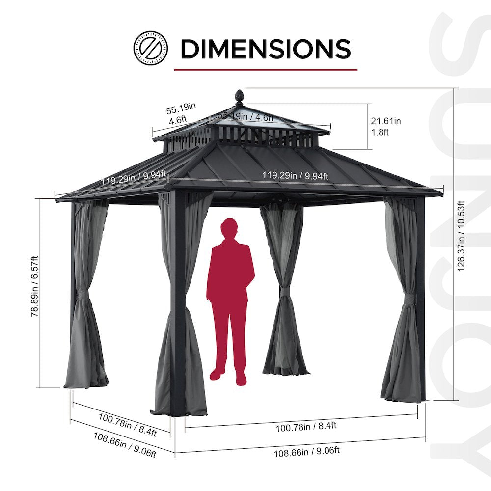 10 ft. x 10 ft. Kingston Extra-Tall, Wide Hardtop Gazebo