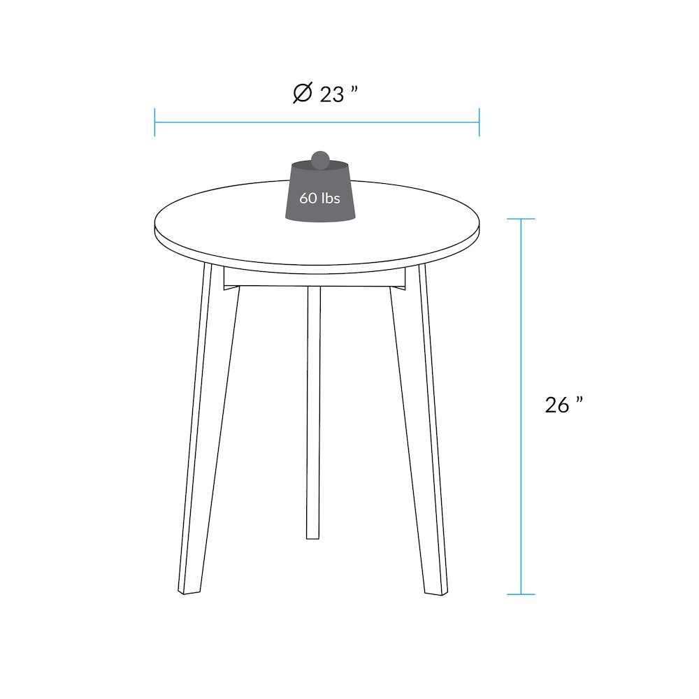 Three-Legged Round Side Modern Table with Solid American Hardwood Top