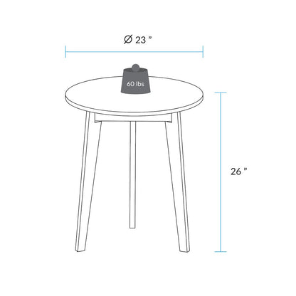 Three-Legged Round Side Modern Table with Solid American Hardwood Top