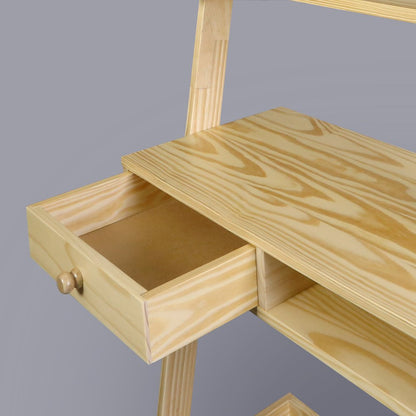 Freestanding Ladder Desk with Drawer, Natural
