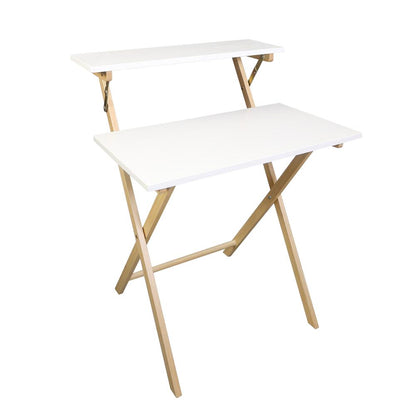 Solid Wood 2-tier Folding Laptop Working Desk