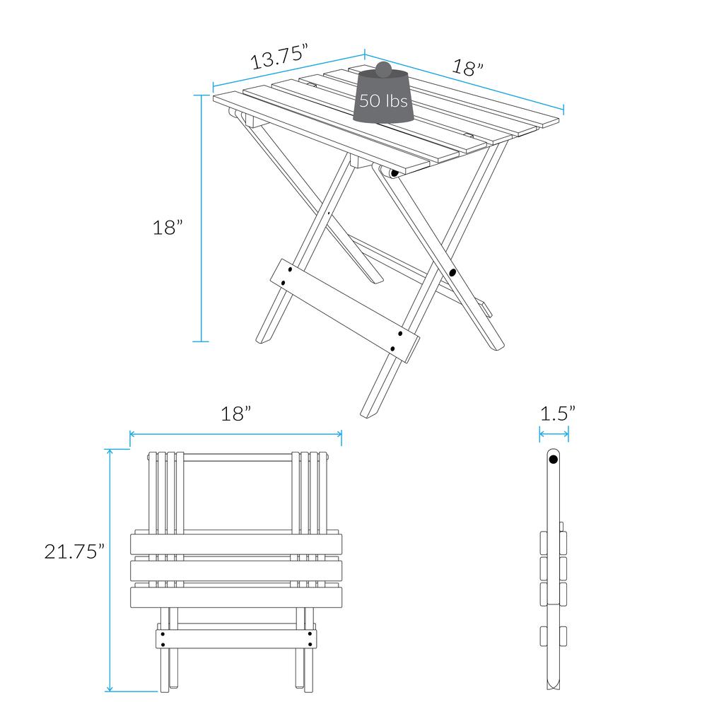 Portable Solid Wood Folding Side Table 2-Piece Set - Natural