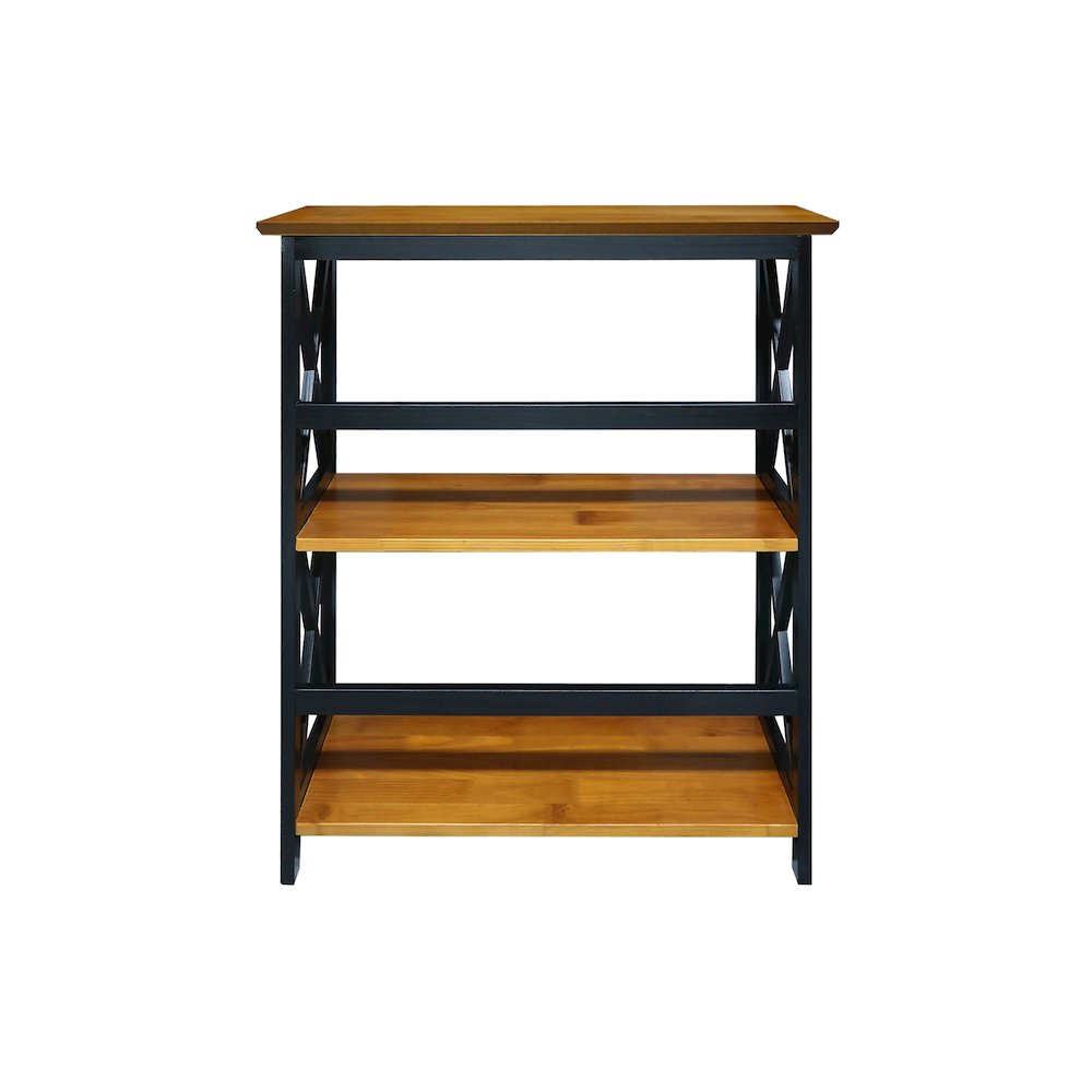 Montego 3-Shelf Bookcase, Antique Walnut/Black
