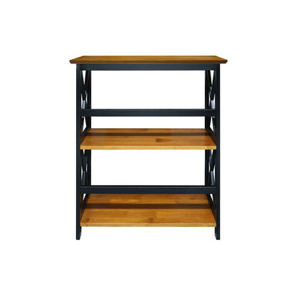 Montego 3-Shelf Bookcase, Antique Walnut/Black