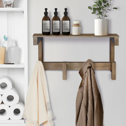 100% Solid American Hardwood Floating Wall Mounted Hook with Shelf - Autumn Gray