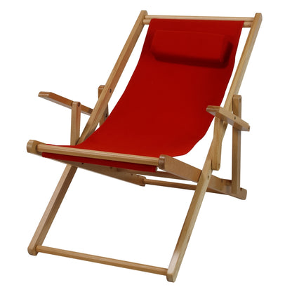 Sling Chair Natural Frame-Red Canvas