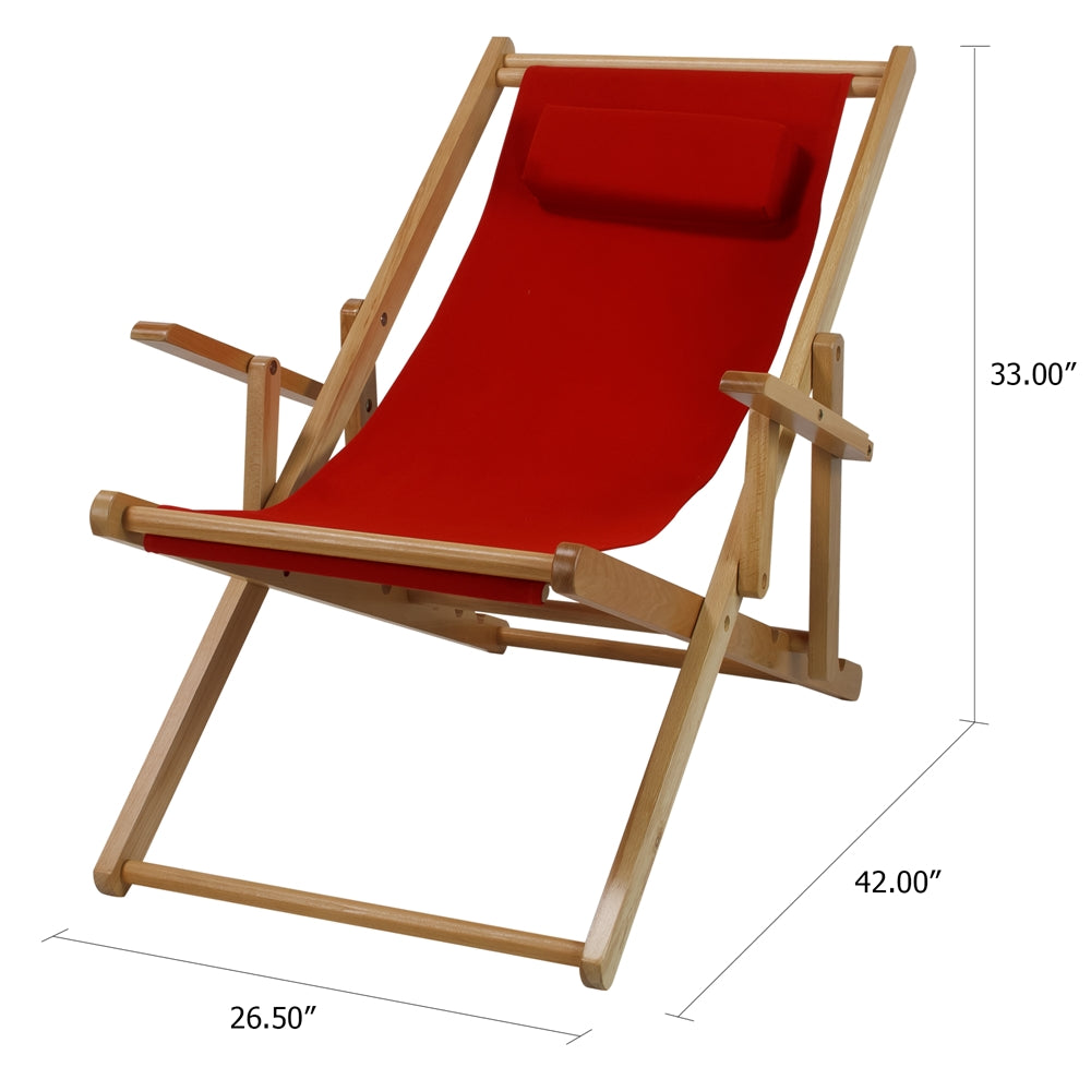 Sling Chair Natural Frame-Red Canvas