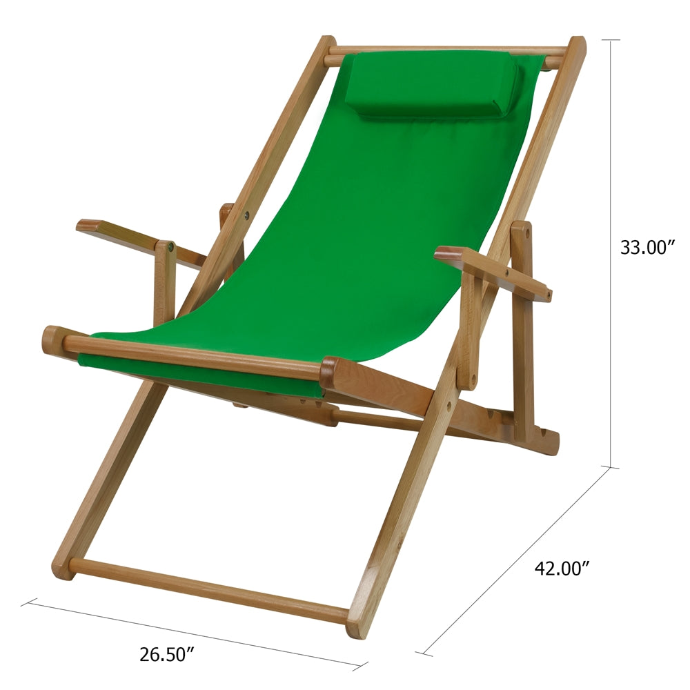 Sling Chair Natural Frame-Green Canvas