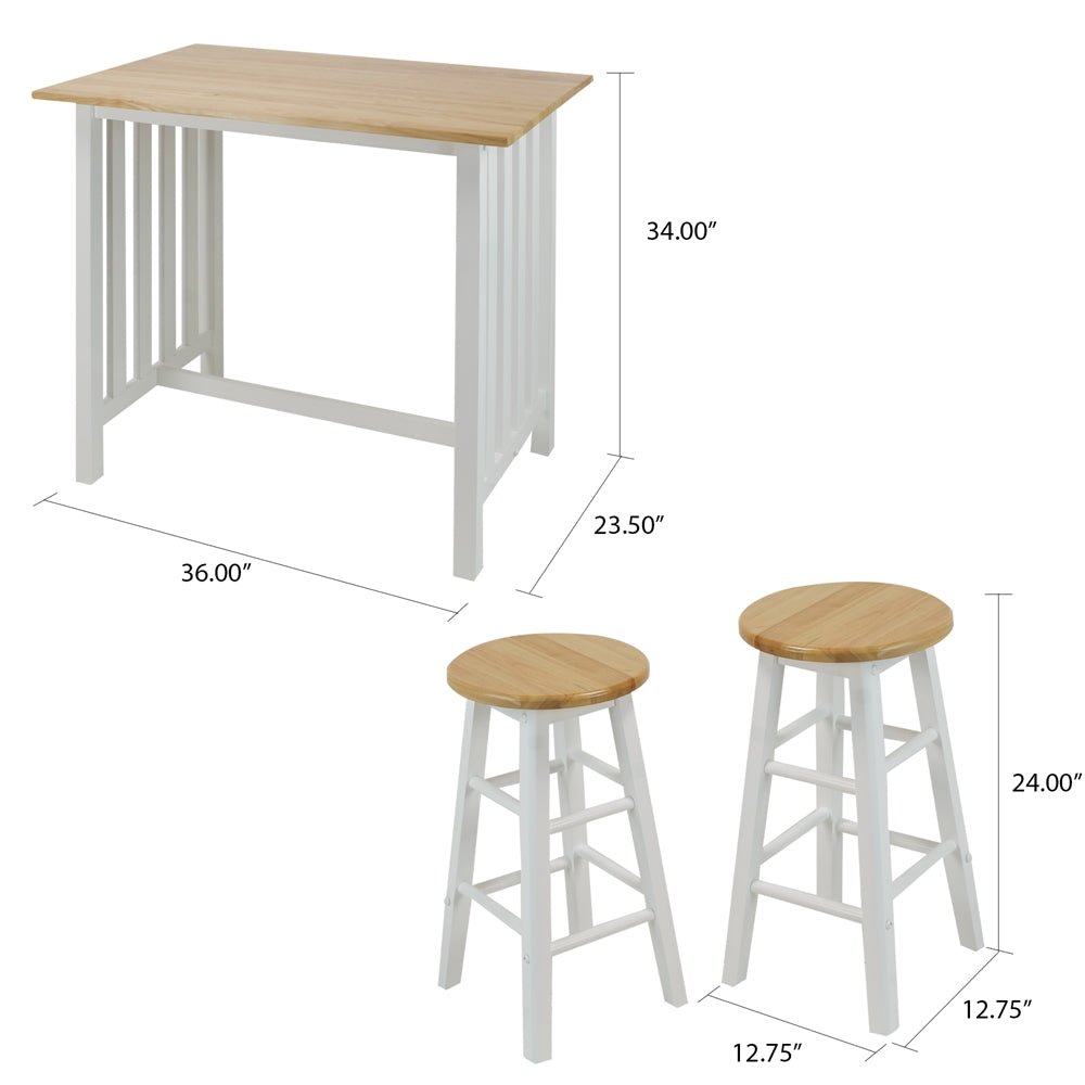 3pcs Breakfast Set made with Solid Wood-White