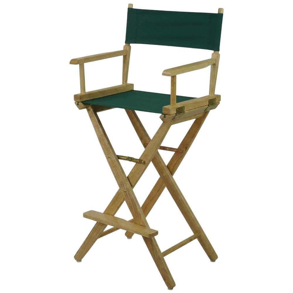 Green Extra-Wide Director's Chair, Natural Frame, 30-Inch Bar Height
