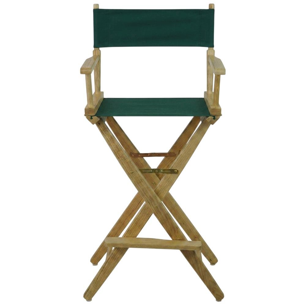 Green Extra-Wide Director's Chair, Natural Frame, 30-Inch Bar Height