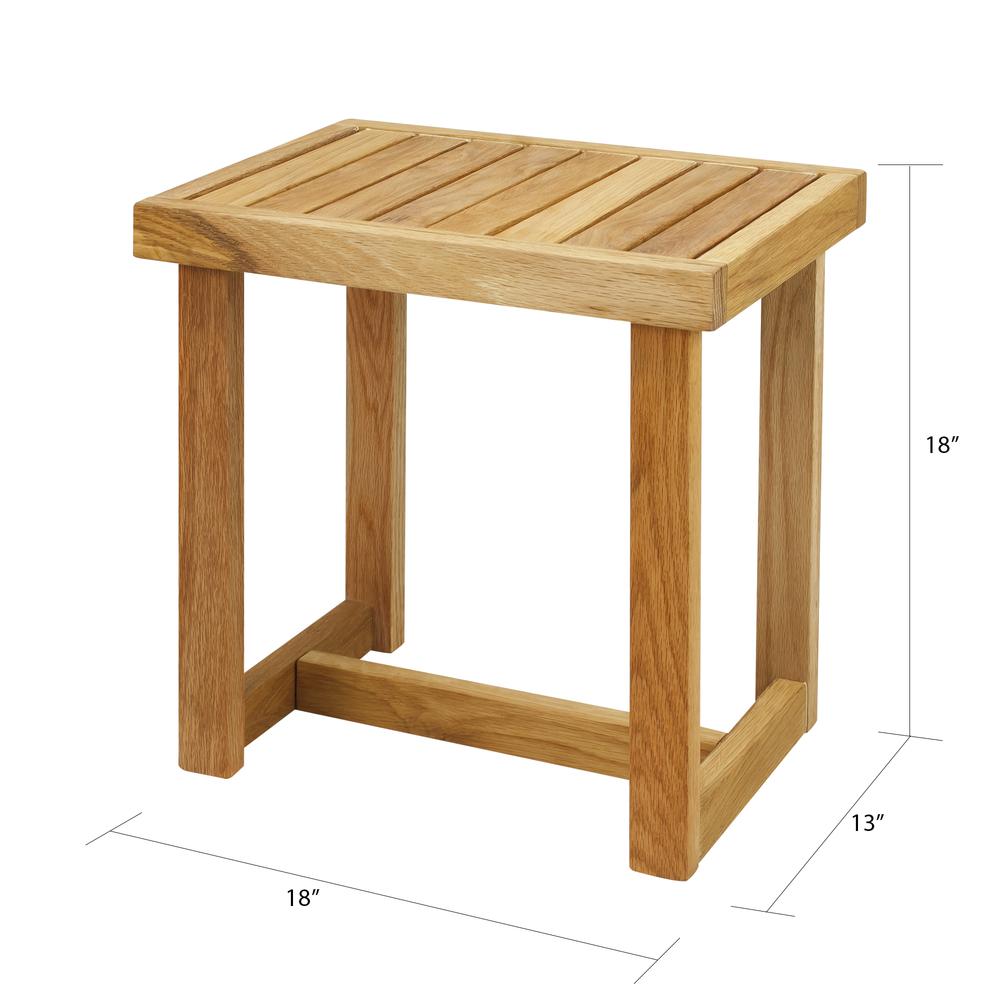 18" Shower Bench with Solid American White Oak
