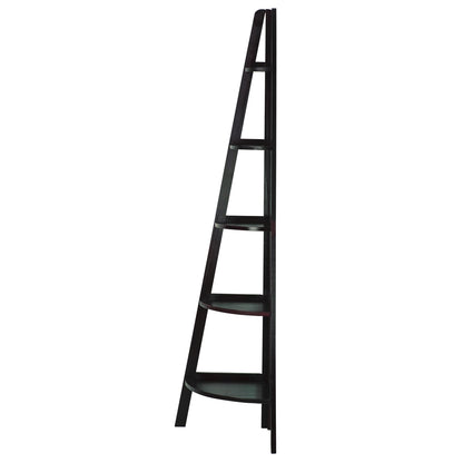 5-Shelf Corner Ladder Bookcase-Espresso