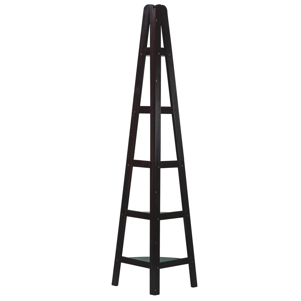 5-Shelf Corner Ladder Bookcase-Espresso