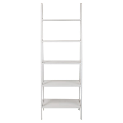 5-Shelf Ladder Bookcase-White