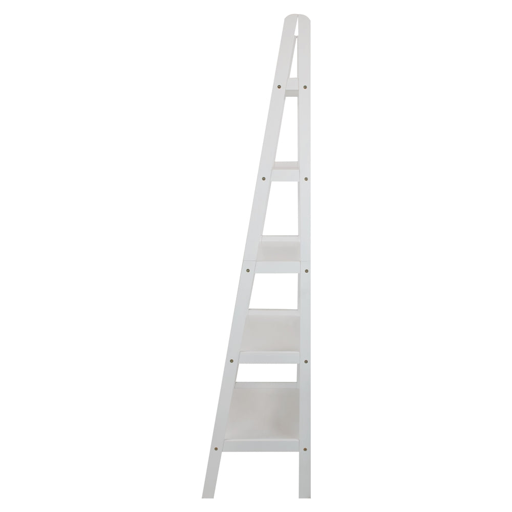 5-Shelf Ladder Bookcase-White