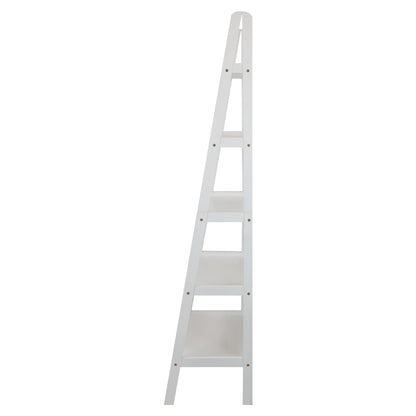 5-Shelf Ladder Bookcase-White