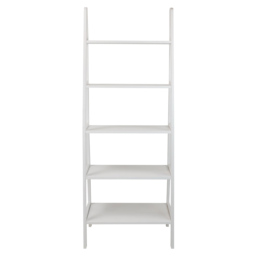 5-Shelf Ladder Bookcase-White