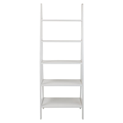 5-Shelf Ladder Bookcase-White