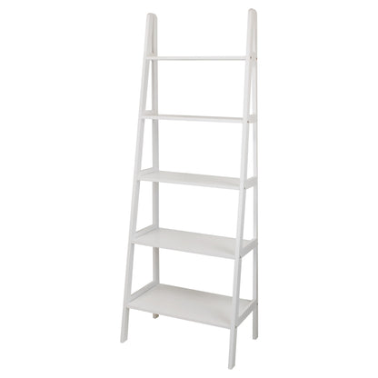 5-Shelf Ladder Bookcase-White