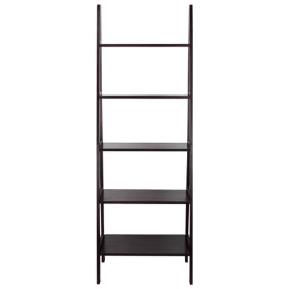 5-Shelf Ladder Bookcase-Espresso