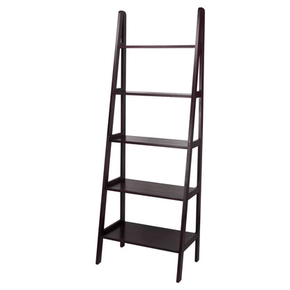 5-Shelf Ladder Bookcase-Espresso