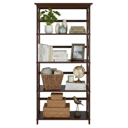 Wooden Bookcase with Open Shelves and Sturdy Frame for Home Office