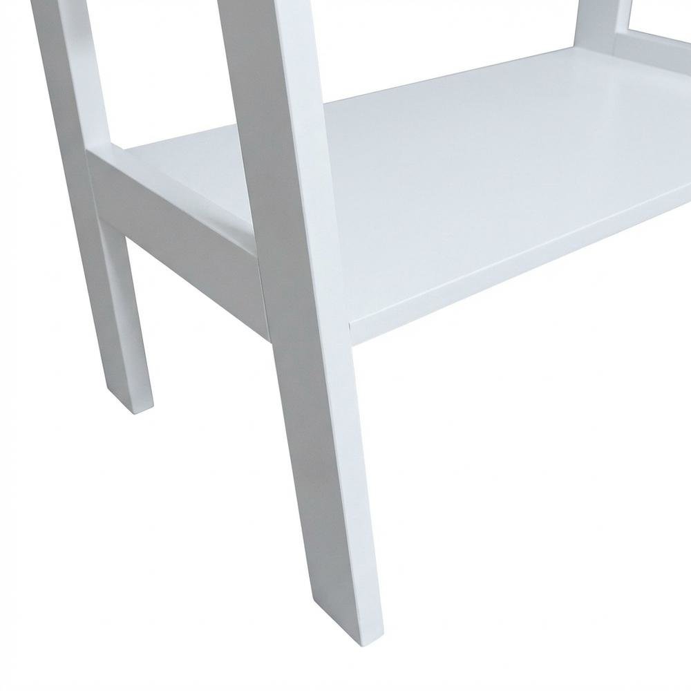 White 4-Shelf Ladder Bookcase with Spacious Storage