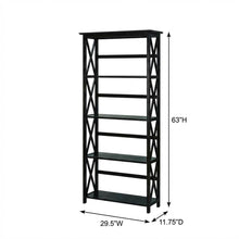Wooden bookcase with tall open shelves and sturdy construction