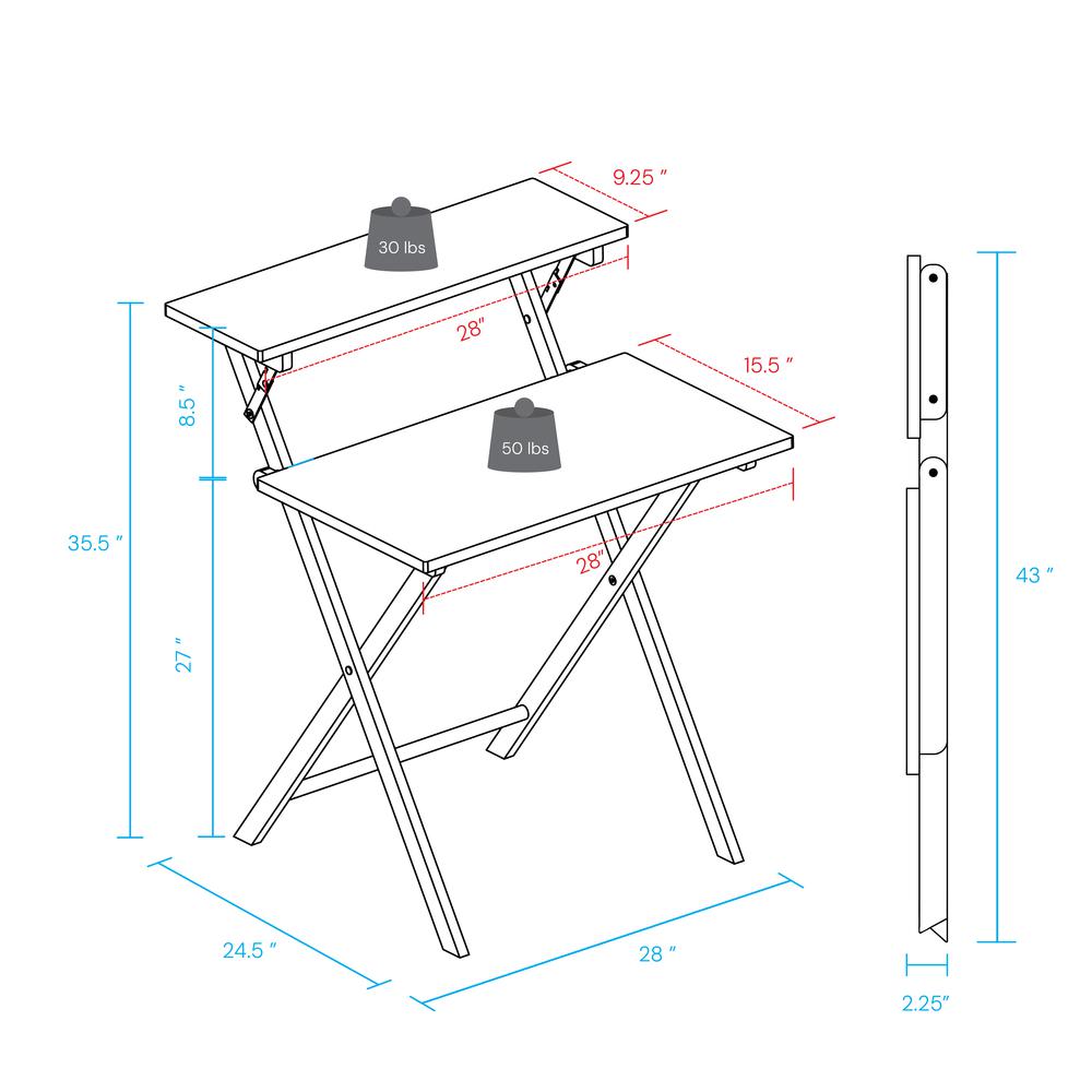 Solid Wood 2-tier Folding Laptop Working Desk