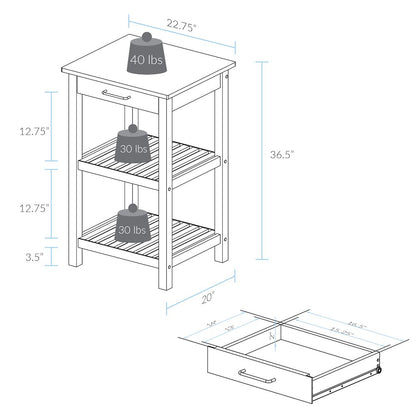 Sunrise Kitchen Island with Solid Wood Top - Slate Gray
