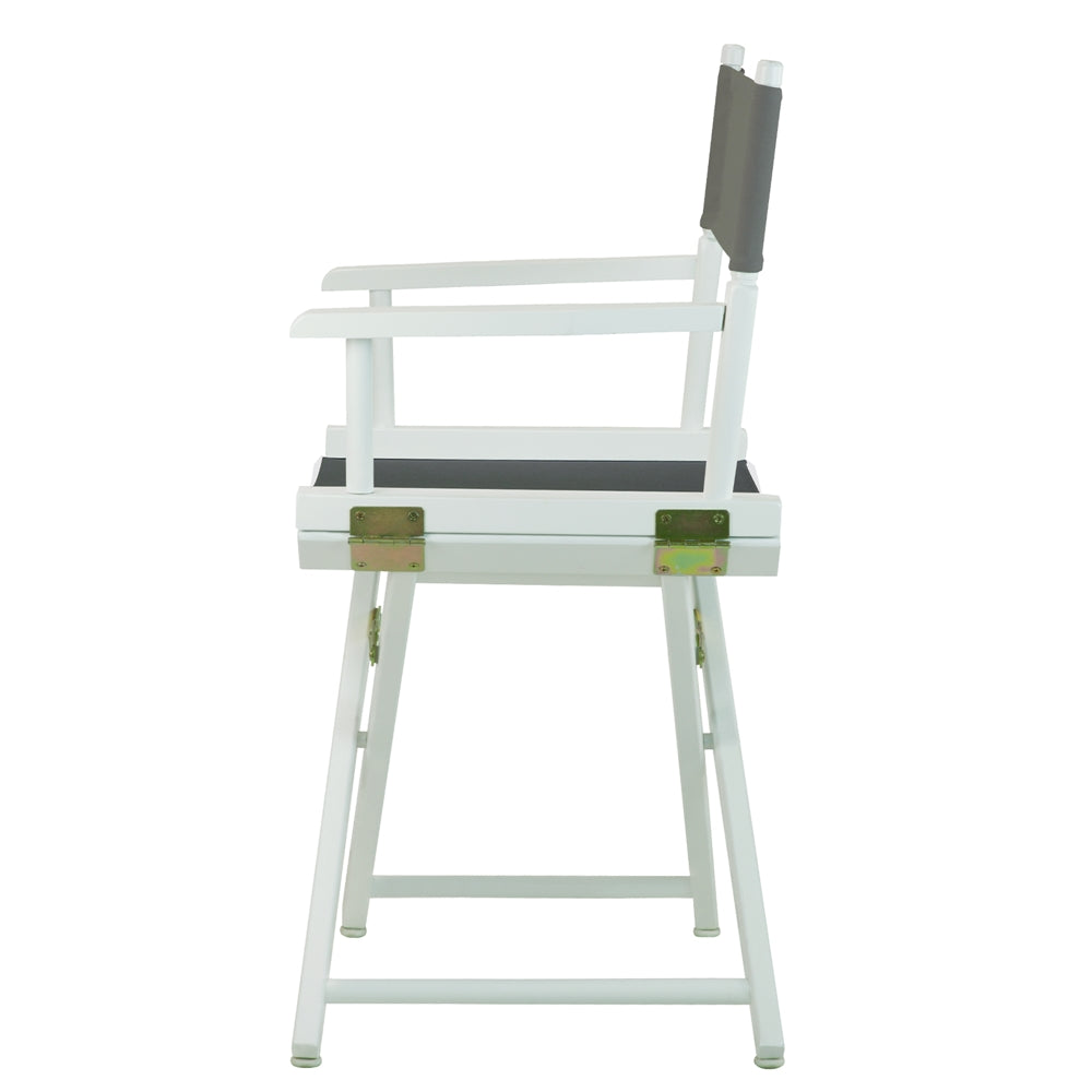 18" Director's Chair White Frame-Gray Canvas