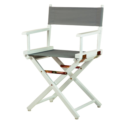 18" Director's Chair White Frame-Gray Canvas