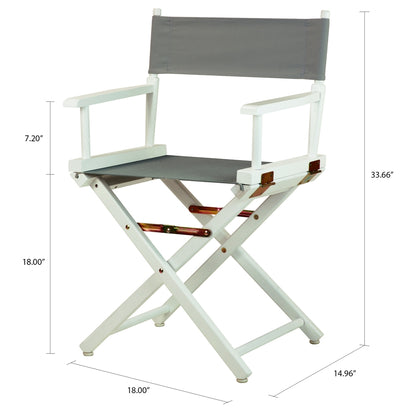 18" Director's Chair White Frame-Gray Canvas