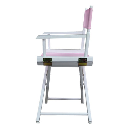 18" Director's Chair White Frame-Pink Canvas